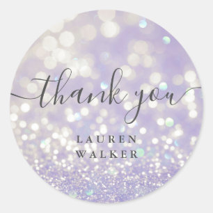 Sticker Rond parties scintillant en cristal de bokeh monogramme
