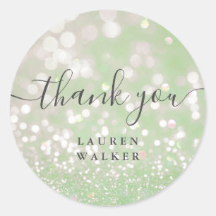 Sticker Rond parties scintillant en cristal de bokeh monogramme