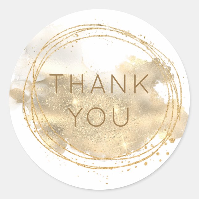Sticker Rond Parties scintillant en or Platinum Merci concepteu (Devant)