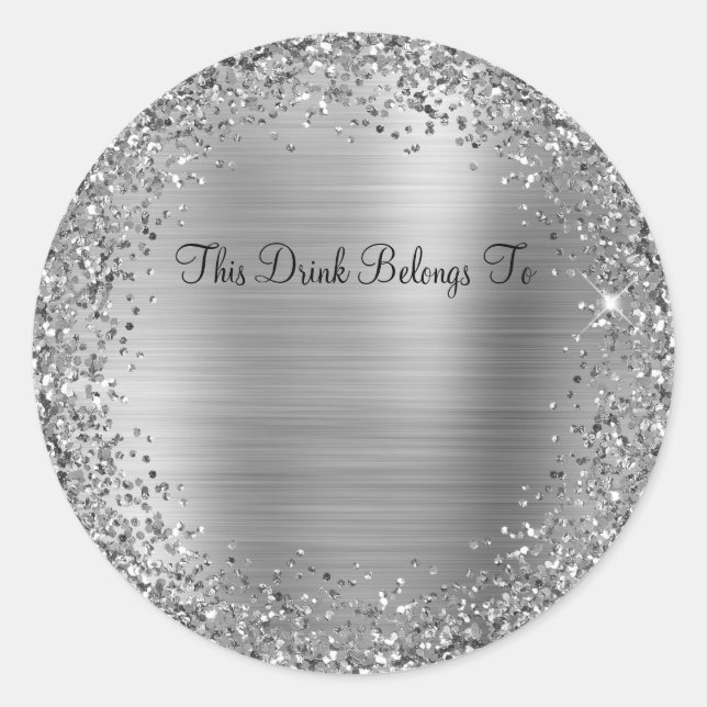 Sticker Rond Parties scintillant et huile d'argent Cette boisso (Devant)