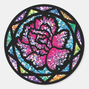 Sticker Rond Parties scintillant étincelante carnation rose