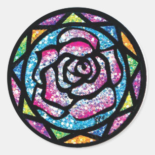 Sticker Rond Parties scintillant étincelante Rose rose clair