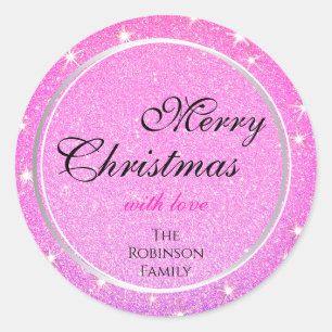 Sticker Rond Parties scintillant Étoiles Fille rose Blush Parti