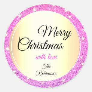 Sticker Rond Parties scintillant Étoiles Fille rose Blush Parti