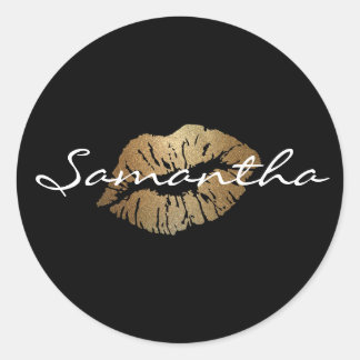 Sticker Rond Parties scintillant Faux Gold Kiss