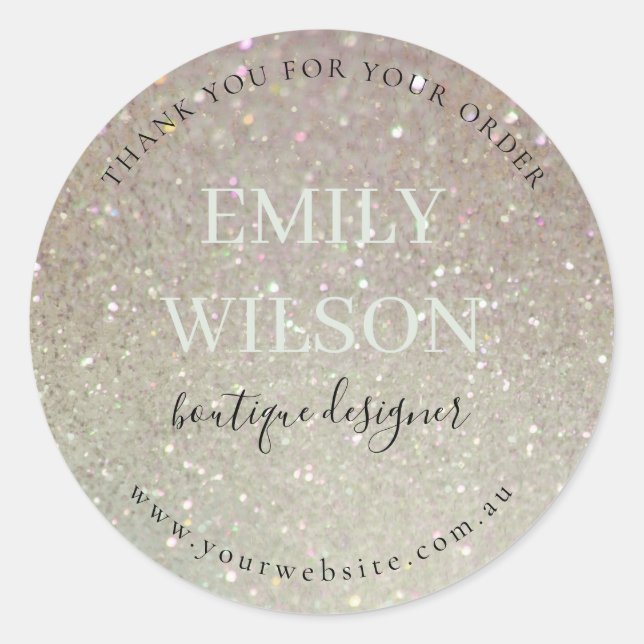 Sticker Rond Parties scintillant Green Pink Aqua Merci pour vot (Devant)