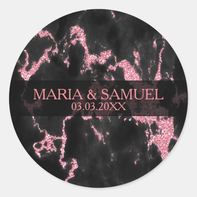 Sticker Rond Parties scintillant Gris Foncé Et Rose - Merci (Devant)