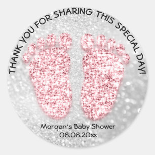 Sticker Rond Parties scintillant Gris Pieds Baby shower Favoris