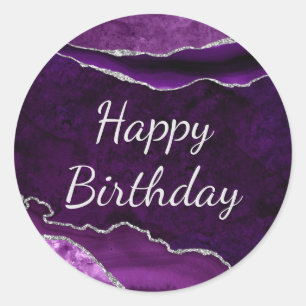 Sticker Rond Parties scintillant mauve et argent Marbre Agate A