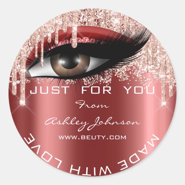 Sticker Rond Parties scintillant Merci Eyelash Rose Burgund Fab (Devant)
