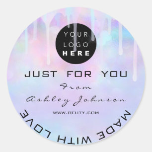 Sticker Rond Parties scintillant Merci Logo Holographe Fabriqué