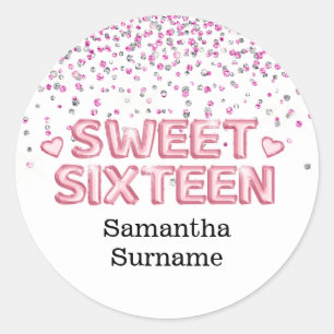 Sticker Rond Parties scintillant moderne feuille de sweet sixte