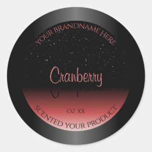 Sticker Rond Parties scintillant moderne noir et rouge Ombre Ét