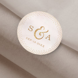 Sticker Rond Parties scintillant moderne rose or mariage