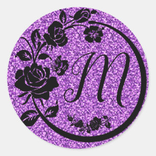 Sticker Rond parties scintillant monogramme personnalisable