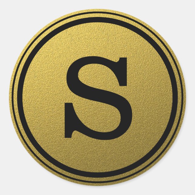 Sticker Rond Parties scintillant Noir Et Or Monogramme Initial (Devant)