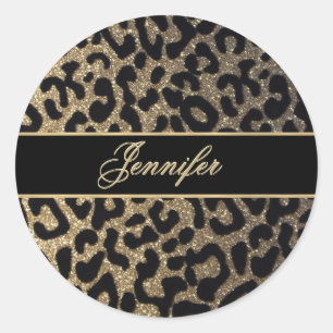 Sticker Rond Parties scintillant noire et or