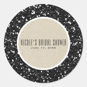 Sticker Rond Parties scintillant noire et rustique Kraft Automn