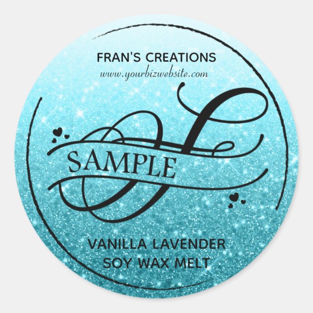 Sticker Rond Parties scintillant Ombre Monogramme F - Échantill (Devant)