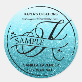 Sticker Rond Parties scintillant Ombre Monogramme K Exemple de 