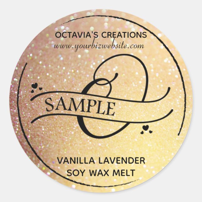 Sticker Rond Parties scintillant Ombre Monogramme O Produit éch (Devant)