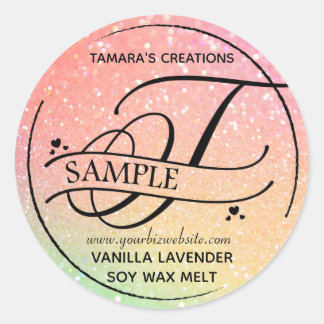 Sticker Rond Parties scintillant Ombre Monogramme T - Échantill