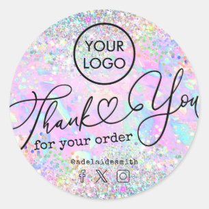 Sticker Rond parties scintillant opal merci pour votre commande