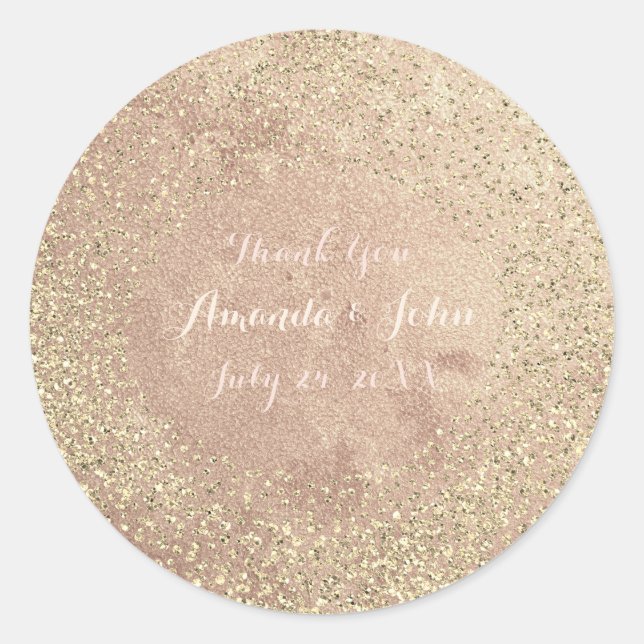 Sticker Rond Parties scintillant Or Cuivre Enregistrer la date  (Devant)