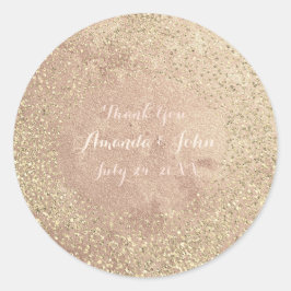 Sticker Rond Parties scintillant Or Cuivre Enregistrer la date 