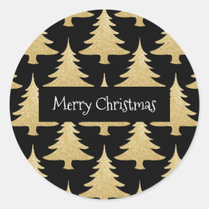 Sticker Rond parties scintillant or élégante sapin de Noël m