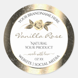 Sticker Rond Parties scintillant or glamour Floral Blanc produi