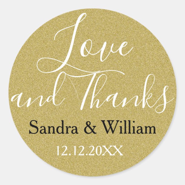 Sticker Rond Parties scintillant or Mariage Merci Favoriser (Devant)