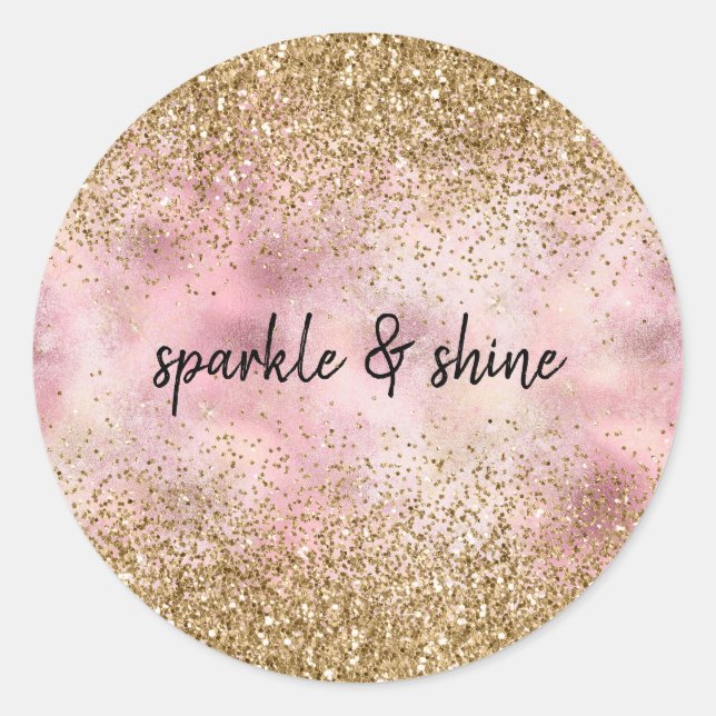 Sticker Rond Parties scintillant or rose (Devant)