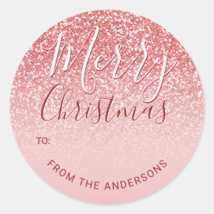 Sticker Rond Parties scintillant or rose Blush Ombre Joyeux cad
