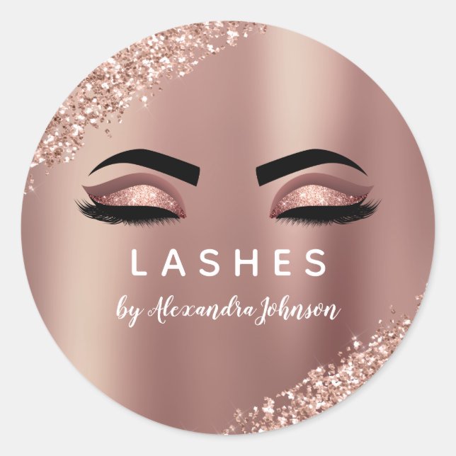 Sticker Rond Parties scintillant or rose et extension Eyelash (Devant)