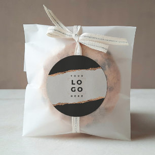 Sticker Rond parties scintillant or rose noir moderne élégant b