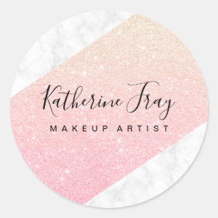 Sticker Rond Parties scintillant or rose or maquillage en marb