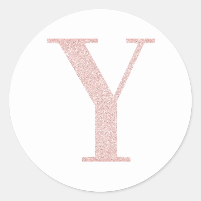 Sticker Rond Parties scintillant or Rose pâle fille Monogramme  (Devant)