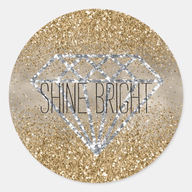 Sticker Rond Parties scintillant or Silver Diamond brillant (Devant)