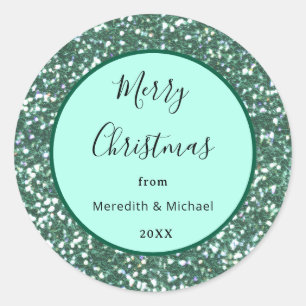 Sticker Rond Parties scintillant personnalisée Green Faux