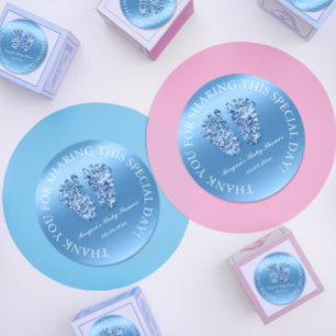 Sticker Rond Parties scintillant Pieds Baby shower Favoriser Me