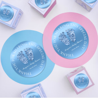 Sticker Rond Parties scintillant Pieds Baby shower Favoriser Me