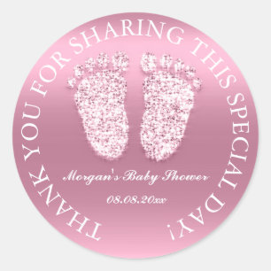 Sticker Rond Parties scintillant Pieds Baby shower Favoriser Re