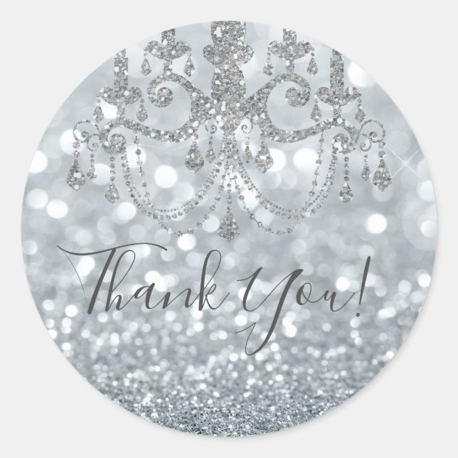 Sticker Rond Parties scintillant Princesse Silver Sparkle Glamo (Devant)