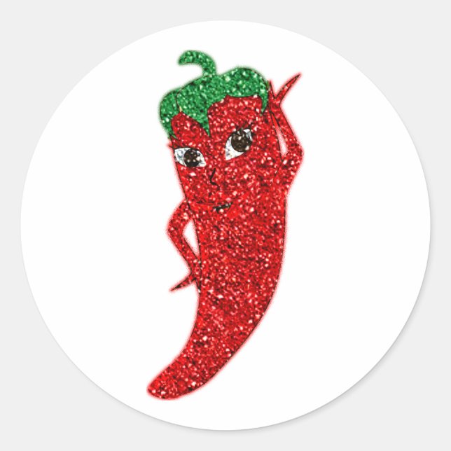 Sticker Rond Parties scintillant Red Hot Pepper Diva (Devant)