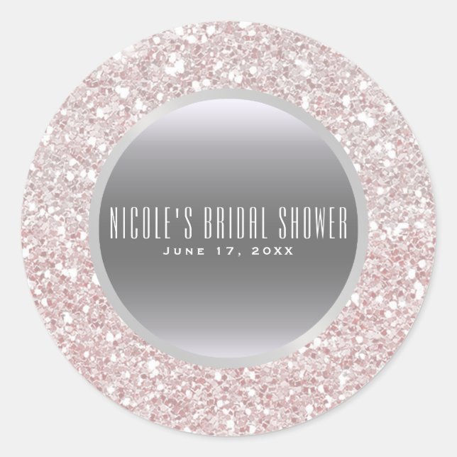 Sticker Rond Parties scintillant rose blanc & mariage élégant a (Devant)