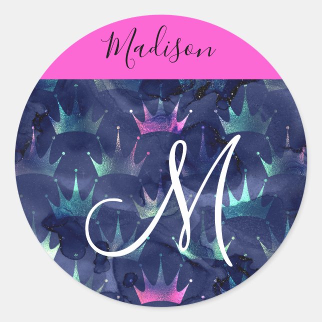 Sticker Rond Parties scintillant rose chaud étincelles Mermaid  (Devant)