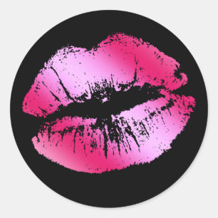 Sticker Rond Parties scintillant rose chaud lèvres élégantes