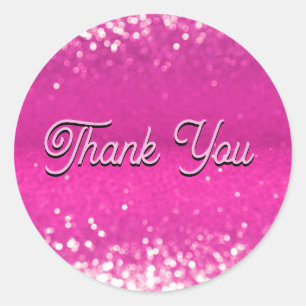 Sticker Rond Parties scintillant rose chaud Merci Bokeh