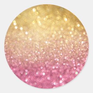 Sticker Rond parties scintillant rose et or